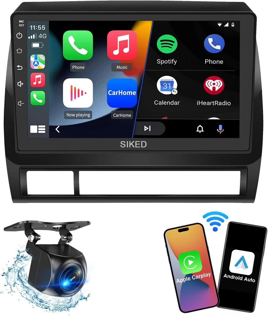 9 inch Car Android Radio Stereo Head Unit Upgrade for Toyota Tacoma 2005-2015 with 5G WiFi/Wireless CarPlay/Android Auto/Touch Screen/GPS Navigation/Bluetooth/FM Radio/AHD Backup Camera(2G+32G)
