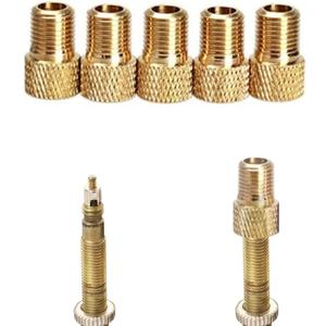Presta to Schrader Valve Adapter for Bike, Inflate Presta Valve Tire with Air Compressor or Regular Bike Pump Brass, 5 Pieces
