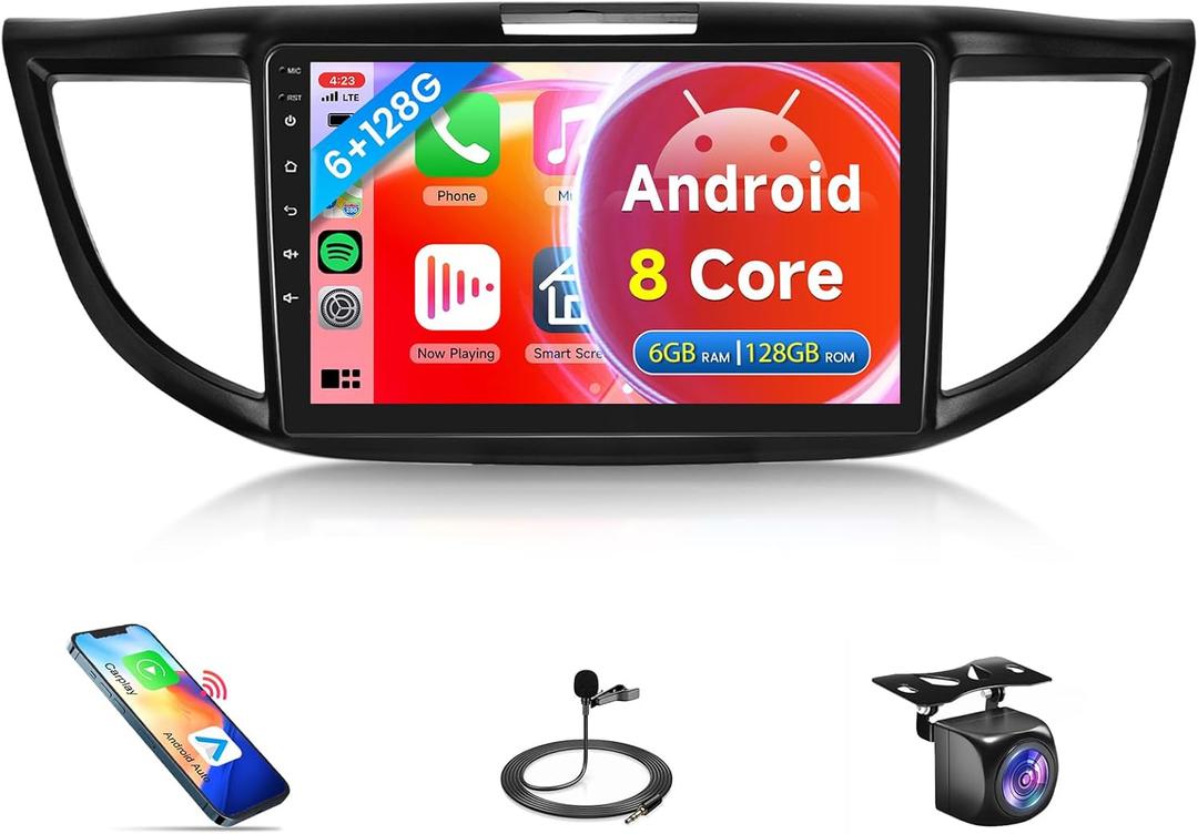 8 Core 6G+128G Android 13 Radio de coche para Honda CRV 2012-2016, Rimoody Car Stereo Wireless Carplay Android Auto 9 pulgadas pantalla tctil GPS 4G-WiFi DSP-36 Mirror Link 59-UI Temas BT FM Cmara