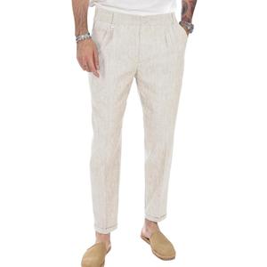 Beotyshow Mens Linen Pants Casual Elastic Waist Trousers Summer Beach Lightweight Pants (Medium, White)