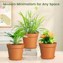 10 Pack 6 Inch Plant Pots with Drainage and Saucers, Plastic Flower Pots for Indoor and Outdoor Plants, Stackable Nursery Planters for Houseplants and Herbs, Terracotta