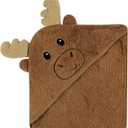 Luvable Friends Unisex Baby Cotton Animal Face Hooded Towel, Moose, One Size