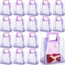 Jetec 20 Pcs Purple Clear PVC Gift Bags with Handles Bulk Glitter Party Favor Bags Reusable Tote Bag for Wedding Welcome, Bridal Shower, Bachelorette, Birthday, 7x4x8''