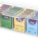 iDesign Crisp BPA-Free Plastic Stackable Tea Bag Organizer for Kitchen Cabinets and Countertops - 12.59" x 6.23" x 4.57", Clear with Gray Dividers