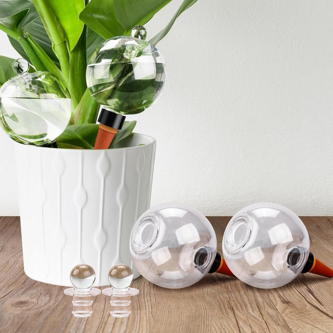 Soilagua 19 oz Extra Large Plant Self Watering Globes Top Fill, Plastic Water Bulbs, Slow Release Terracotta Self Watering Planter Insert, Plant Watering Devices System, Water Spikes Stakes, 4 Pack