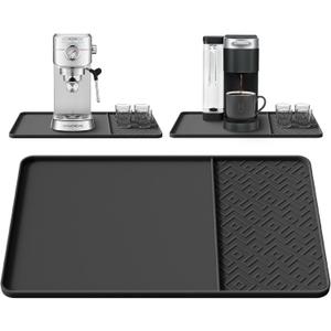 Silicone Coffee Mat with Raised Edges 19" x 12" Waterproof Countertop Mat, Coffee Maker Pad, Espresso Machine Mat, Heat Resistant Dish Drying Mat