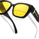 KANASTAL Oversized Over Glasses Sunglasses for Women Men Square Fit Over Polarized Sun Glasses UV400 (a16shiny Black/Non-polarized Yellow)