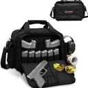  Range Bag for Shooting 3+ Compact Pistol Revolver Range Bag for Handguns and Self Standing Bag Handguns Bag with Durable Double Stitching Lockable YKK Zippers (Black)