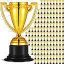 Inbagi 100 Pack Mini Gold Trophies Bulk for Kids Small Plastic Trophy Awards Cup 3.54'' for Classroom School Rewards Sports Tournament Competition Winning Prizes Party Favor