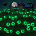 Dazzle Bright Halloween Decorations Outdoor, 6 Pack 36LED Solar Eyeball Pathway Lights, Scary Waterproof Solar Green Firefly Lights for Garden Lawn Yard Decor