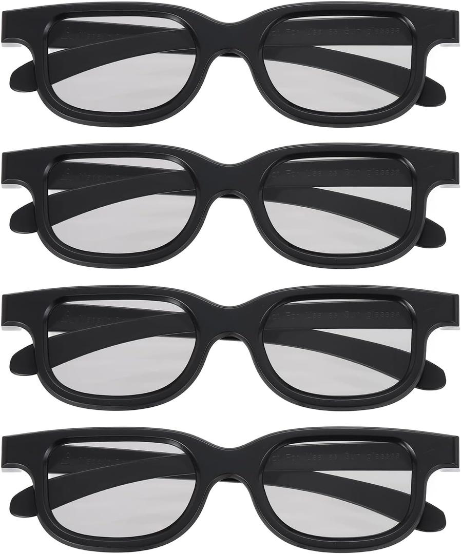 MECCANIXITY 4pcs Polarized 3D Viewing Glasses, Passive Circular 3D Glasses for Anaglyph Movie Cinema Game TV Photo Projector Black