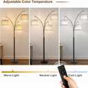 Floor Lamps for Living Room, 2400LM Super Bright Arc Floor Lamp with Remote Control, 3 Light Tall Floor Lamps with Stepless Dimmable, 80" Mid Century Tree Floor Lamp for Bedroom, Office