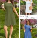 MEROKEETY Women's Summer Short Lace Sleeve T Shirt Dress Casual Crew Neck Pleated Front Shift Dresses (Green, S)