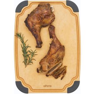 Essential Series Cutitng Board for Kitchen- Natural Wood Fiber Composite, Dishwasher Safe, Eco-Friendly, Juice Grooves, Non-slip Feet, Non-Porous, Reversible, BPA Free, Medium - 12" x 8"