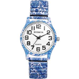 Avaner Women's Stretch Band Watches: Ladies Boho Printed Elastic Strap Easy Reader Analog Quartz Bangle Wrist Watch