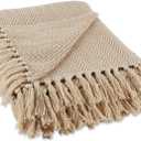 DII Chevron Throw Collection Handloomed Cotton, 50x60, Stone