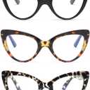 Oversized Cat Eye Reading Glasses for Women Fashion Cute Blue Light Blocking Computer Readers(3-Pack,2.50) (Black,Brown Tortoise,White Tortoise)