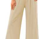 GRAPENT Wide Leg Capri Pants for Women High Waisted Linen Flowy Pleated Capris Cropped Trousers Pants Dressy Casual (L)