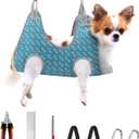 Supet Dog Grooming Hammock Harness for Dogs Cats, Relaxation Pet Nail Clipper Hammock, Restraint Dog & Small Animal Leashes Sling for Groomingk for Nail Trimming (Coral Blue, 2XS)