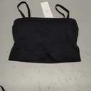 CRZ YOGA Butterluxe Cami Longline Sports Bras for Women - Square Neck Adjustable Padded Workout Crop Tank Top Camisole (Small, Black)