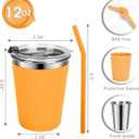 Stainless Steel Kids Cups with Lids and Straws Leakproof, 5 Pack 12oz Spill Proof Cup for Toddlers Kids Tumblers Unbreakable Sippy Cups with Straws for School, Outdoor (Multicolor)