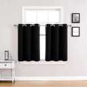 ChrisDowa Small Window Curtains for Kitchen and Bedroom - Grommet Short Thermal Insulated Room Darkening Curtains (2 Panels, Black, 36 x 24 Inch)