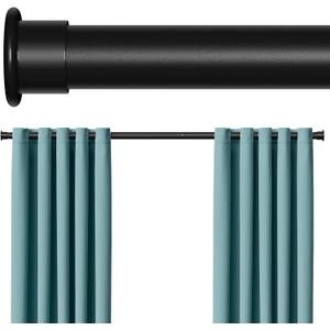 Tension Curtain Rod 43-144 Inches Extra Long Black Heavy Duty Tension Rods Adjustable Curtain Rod No Drilling Spring Loaded Tension Rod for Windows Patio Hold Up Blackout Curtains and Non Slip