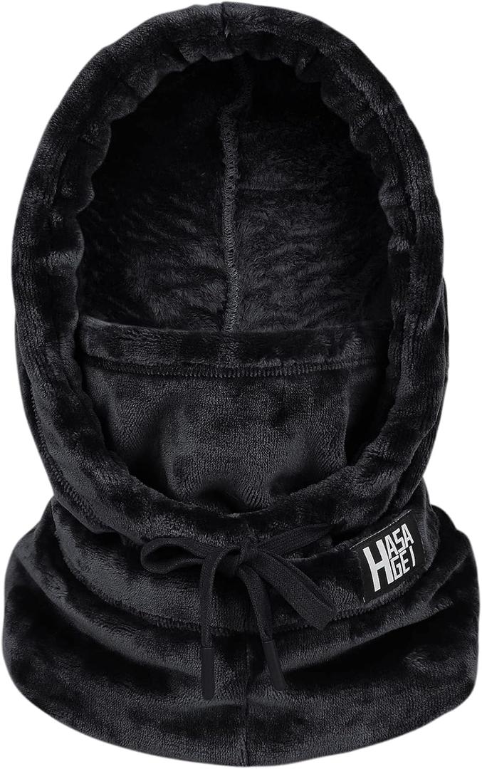 Ski Mask for Women Balaclava Women Men Windproof Thermal Hood Winter Neck Warmer with Plush (One Size, Black)