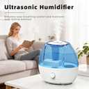 KVM Ultrasonic Cool Mist Humidifier, Quiet Air Humidifiers for Bedroom, Nursery, Office, & Indoor Plants, 360 Rotation Nozzle & 2L Water Tank & Night Light