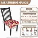 Stretch Dining Chair Seat Covers Set of 4,Dining Chair Slipcovers, Floral Printed Chair Covers,Soft Fabric Washable Upholstered Chair Seat Protector, No Rear Covers for Home Kitchen Dining Room (Redflame Flowers)