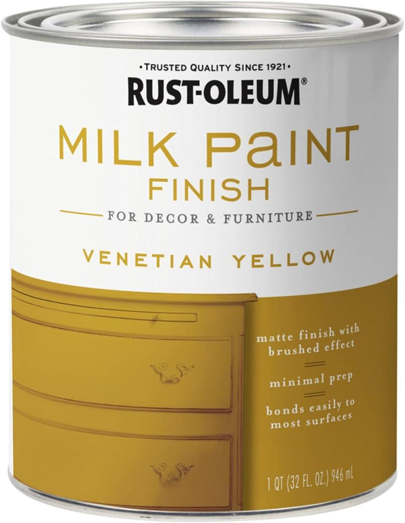Rust-Oleum 334195-2PK Milk Paint Finish, Quart, Venetian Yellow, 32 Fl Oz (Pack of 2)