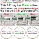 8.8" Microwave Turntable Ring with 15 mm Rollers, Microwave Oven Tray Support, Glass Plate Rotating Roller Ring, Ring Outer Diameter 8.8 inch (22.2 cm), Roller Height 15 mm