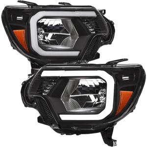 7422450428471 Compatible With 2012-2015 Toyota Tacoma DRL LED Strip Bar Black Housing Headlights With Amber Reflector