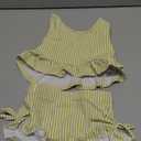 HAPPYMA Baby Swimsuit Toddler Girl Bathing Suit Summer Stripe Bikini Set Beach Two Piece Swim Wear (3-4T, Yellow)