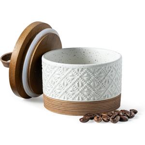 Small Ceramic Jar with Lid, Coffee Container Kitchen Food Storage Jars for Spice Sugar Candy Matcha, Mini Kitchen Spice Jars for Counter, Home, Pantry - White & 5 fl.oz