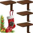 BlissfulTie Christmas Stocking Holders for Mantle Set of 4, Stocking Hangers for Mantel Weighted, Heavy Duty, Flat, for Garland, Fireplace, Wall (Bronze)