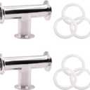 DERNORD 2 Pack Clamp Tee 3 Way SS304 with 6 Silicone Gaskets Fits 1.5" Tri Clamp, 38mm Pipe OD Sanitary Fittings(1.5 inch)