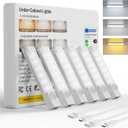 Under Cabinet Lighting 4 Inches Rechargeable Motion Sensor Light Indoor, 3 Color Dimmable Closet Light Battery Operated, USB Stick on LED Magnetic Under Counter Lights for Kitchen Stair, 6 Packs