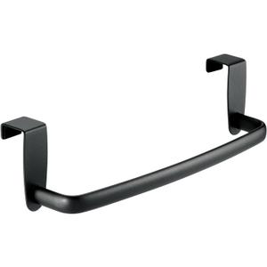 mDesign Steel Metal Wire Over Cabinet Towel Rack Storage Organizer - Hang on Cabinet or Door - Towel Bar Holder for Kitchen - Holds Hand Towels, Washcloths - Spira Collection - Matte Black (Pack of 1)
