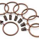 Jocon HD6063 Pack of 17 Drapery Curtain Rings with Clips, 2.5 Inch Inner Diameter (14, Antique Copper)