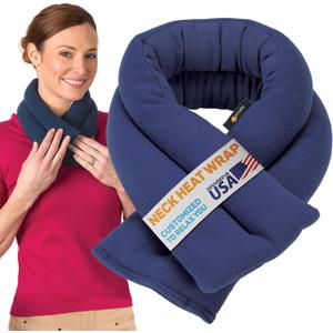 SunnyBay Microwavable Heating Pad for Neck and Shoulder, Heated Neck Wrap, Microwave Heat Pad, Weighted Beanbag Moist Hot or Cold Compress, 2.2 lbs, 26x4 Inches, Navy Blue