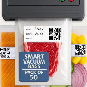 Vacuum Sealer Bags for Food Storage - Pack of 150 Smart QR Code Vacuum-Bags- 8" x 12", BPA-Free, 3.5-Mil Thick Vacuum-Storage Bags for Food Prep, Freezer Storage & Sous Vide Bag, Food-Storage Bag