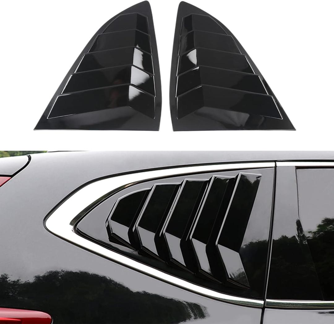 2Pcs Gloss Black Rear Side Window Louvers Shutter Cover Air Vent Louvers Scoop Cover Blinds Compatible for CRV 2022 2021 2019 2018 2017 Accessories