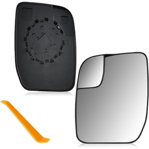 Driver Side Mirror Glass with Backing Plate Compatible with 2010-2014 Ford E150 E250 E350 Super Duty Econoline Van, Left Convex Lens Replacement