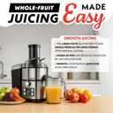 Gourmia 6 Speed Digital Juice Extractor -Extra-Wide Chute, Pulse Mode, Self-Clean Cycle, 36 oz Pitcher, Pulp Container & Cleaning Brush, Stainless Steel