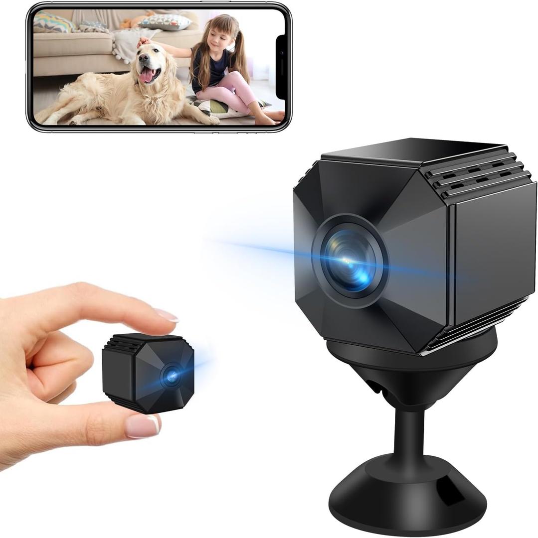 Small Camera, WiFi, 1080P Resolution, Smartphone Connected, 140° Wide Angle, App Remote Monitoring, Loop Recording, Motion Detection, Automatic Night Vision Function, Long Time Recording, Recording