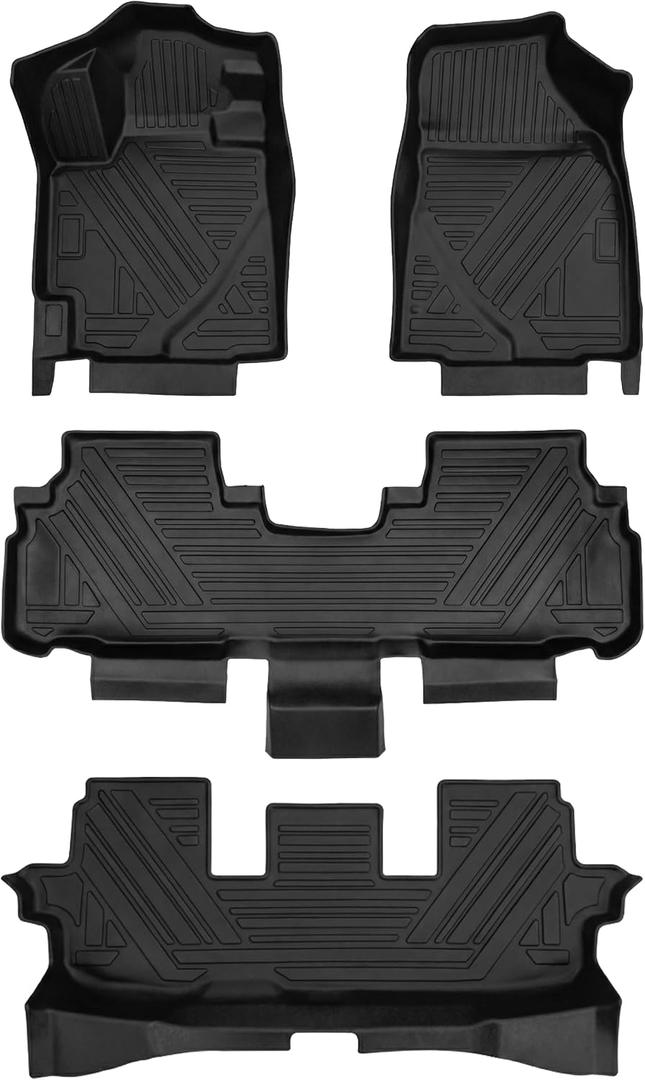 YQ Floor Mats for 2008-2013 Toyota Highlander All Weather TPE 3 Row
