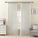Pinch Pleated Linen Curtains 96 Inches Long for Living Room, Thick Semi Sheer Light Filtering Memory-Trained Back Tab Drapes, Natural Pinch Pleat Curtain with Hooks Rings for Bedroom Office, 2 Panels
