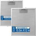 Range Hood Filter Replacement 12" x 10.5"W10169961A With 5-Layer Aluminum Mesh Fit for Whirlpool Stove vent filter for Kitchen Overhead Exhaust Fan Blocks Grease & Filters Oven Air (2PIC)
