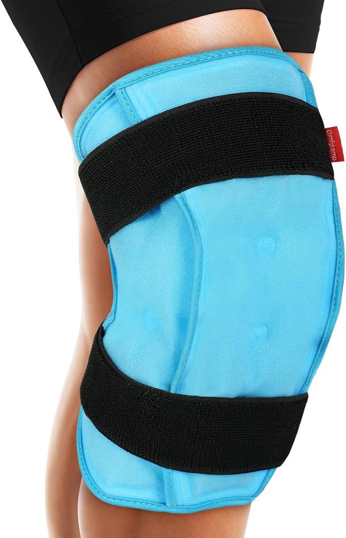 Comfytemp 3D Knee Ice Pack Wrap for Injury Reusable Gel, Knee Cold Pad Brace, Hot Cold Therapy for Meniscus Tear, Leg Pain, Knees Replacement Sleeve, Arthritis, Muscle Recovery, After Surgery Use, Size: 3D Standard